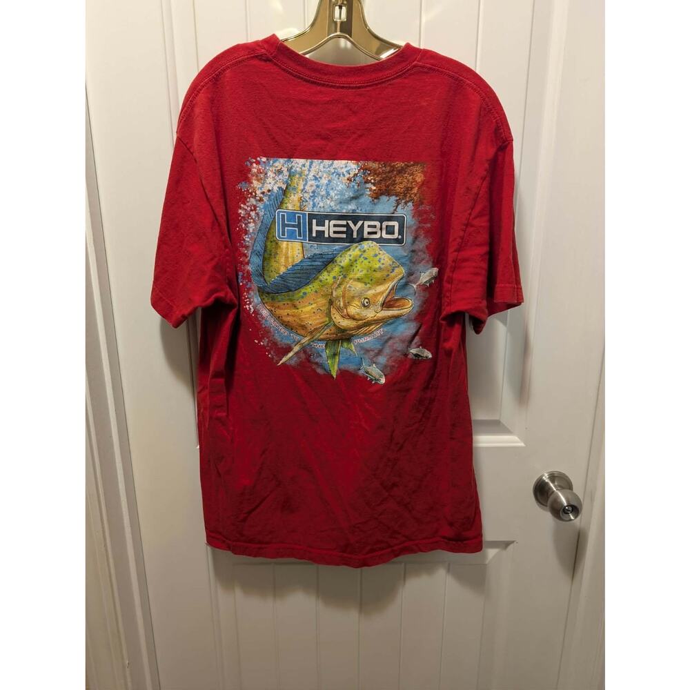 Heybo Mahi Red Fishing Short Sleeve T-Shirt Men's Size L